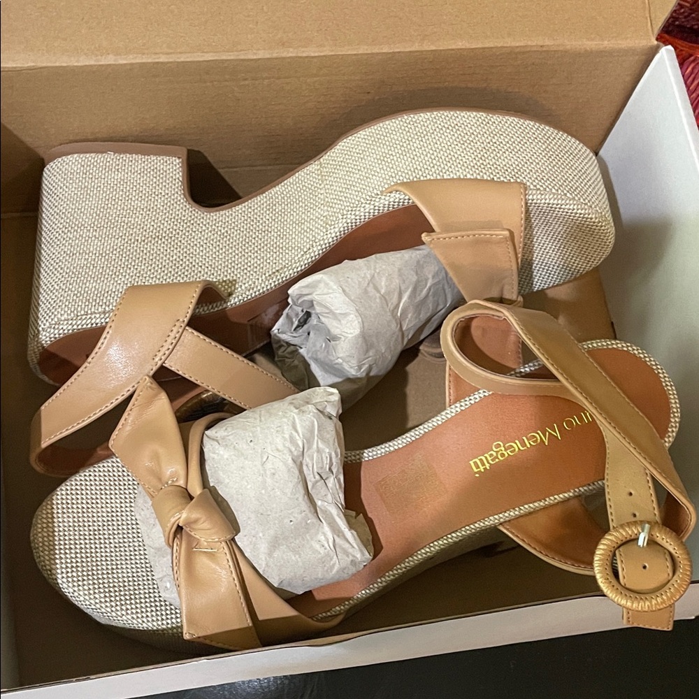 Bruno Menegatti Tan Wedge Sandals